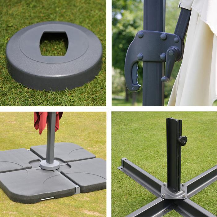 Produktbild Mendler Gastronomie-Ampelschirm, 3,5x3,5m anthrazit mit Ständer (3.50 m)
