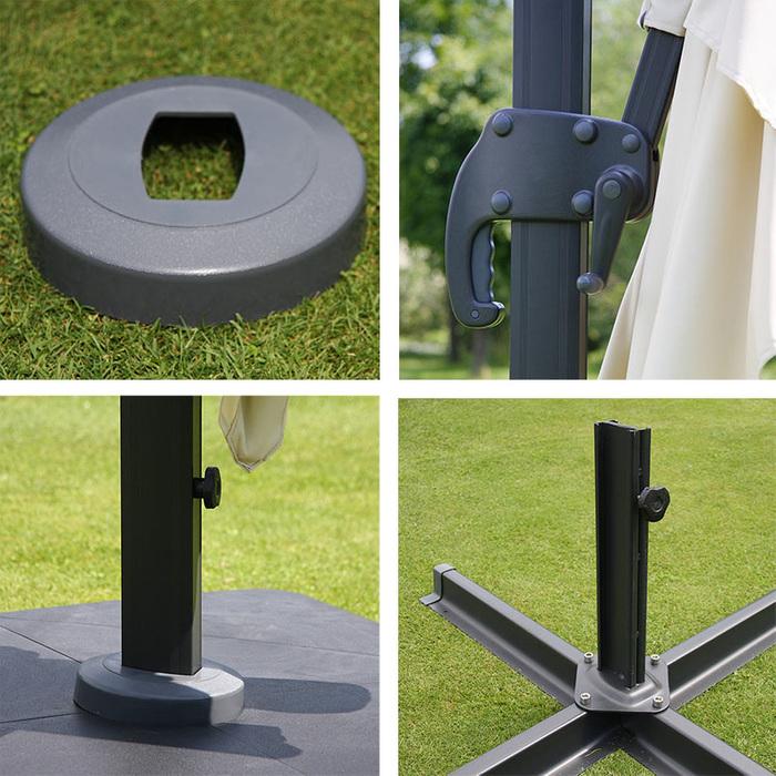 Immagine prodotto Swisshandel24 Ombrello a semaforo, gastronomia, 3x3m (Ø4,24m) Poliestere Alu/Acciaio 23kg, falda, crema con (3 m)