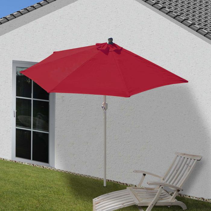 Produktbild Swisshandel24 Sonnenschirm halbrund, Halbschirm Balkonschirm, UV 50+ Polyester/Alu 3kg, 300cm bordeaux ohne Stände (2.85 m)