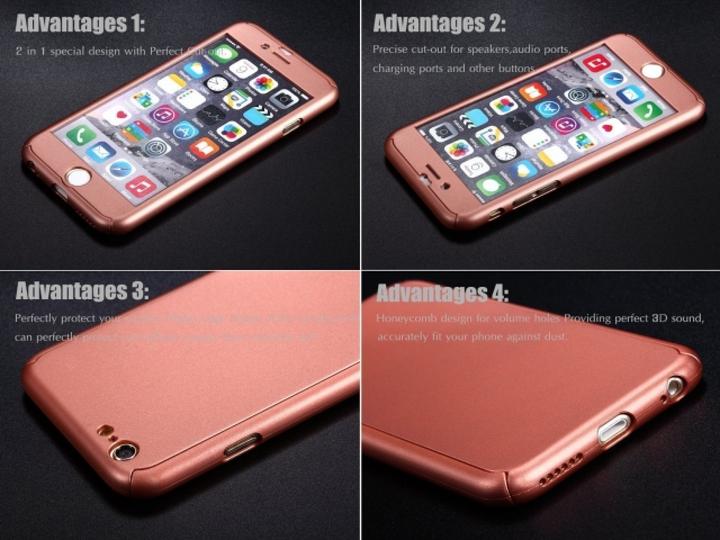 Image du produit Floveme Étui en verre blindé 360 degrés pour iPhone 6/6S Protection intégrale (1 pièce(s), Apple iPhone 6s)