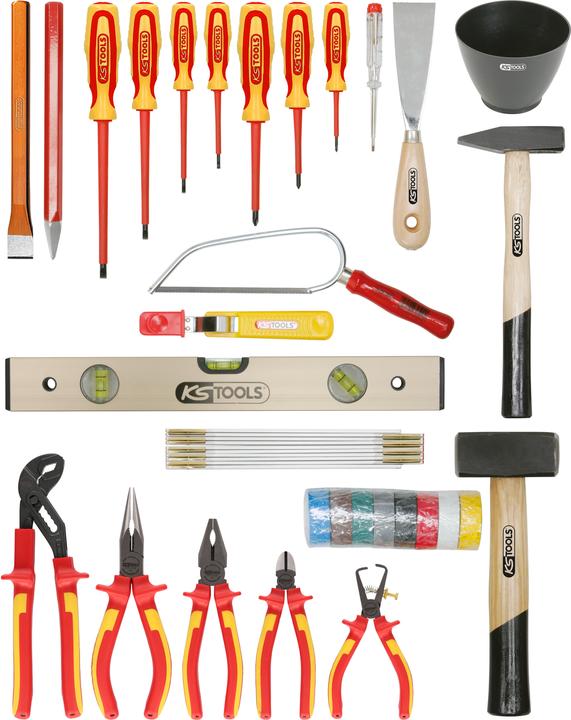 Actual product image KS Tools Basic electrician tool case, metal box, 30 parts (30 pieces)