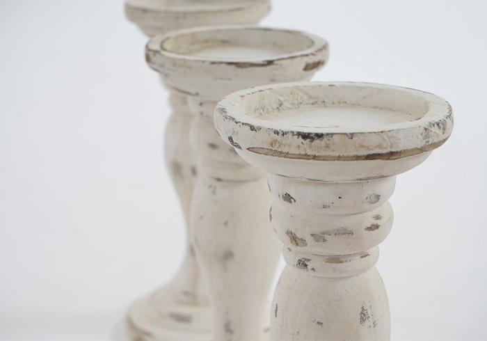 Actual product image Swisshandel24 Set of 3 Candlesticks, Candle Holder, Shabby Look Vintage Height 24cm White