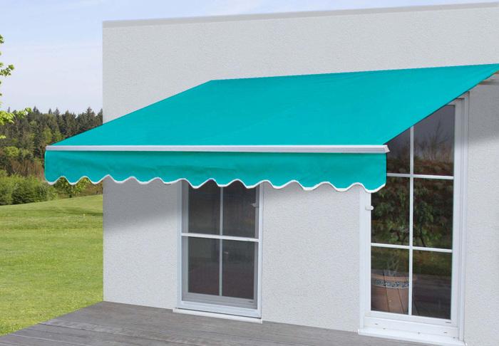Swisshandel24 Aluminium Awning, Hinged Arm Awning Sun Protection 5x3m Polyester Turquoise (5 m)