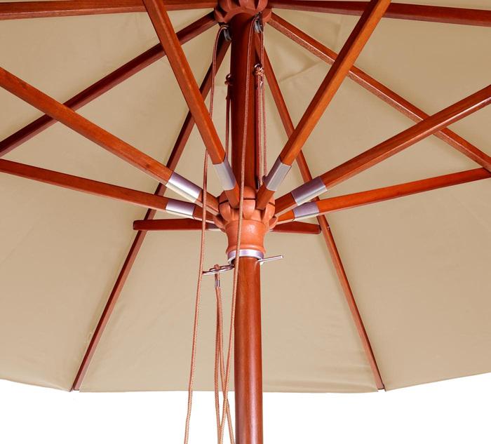 Immagine prodotto Swisshandel24 Gastronomia Ombrellone in legno, Ombrellone da giardino, poliestere/legno 14kg, rotondo Ø3m a corda