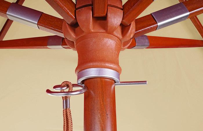 Immagine prodotto Swisshandel24 Gastronomia Ombrellone in legno, Ombrellone da giardino, poliestere/legno 14kg, rotondo Ø3m a corda