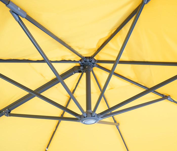 Immagine prodotto Swisshandel24 Ombrello semaforo gastronomico, parasole 3x3m (ø4,24m) Poliestere Alu/Acciaio 23kg - giallo senza (3 m)