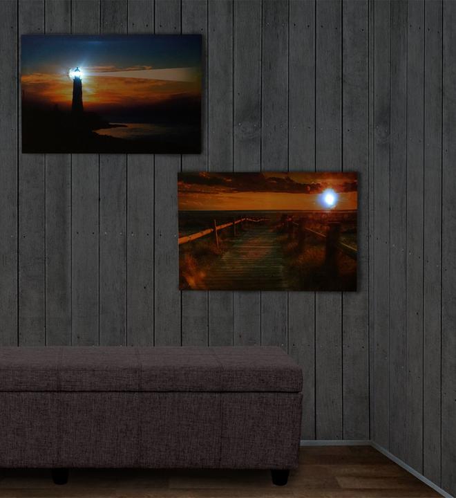 Immagine prodotto Swisshandel24 2x LED quadro luminoso da parete 60x40cm, Timer - Mare (60 x 40 cm)