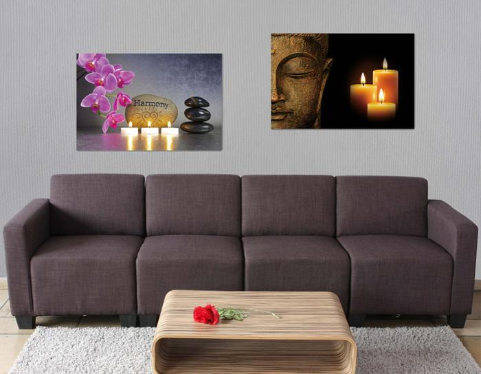 Image du produit Swisshandel24 2x Tableau LED Tableau lumineux mural 60x40cm, minuterie - Buddha + scintillant (60 x 40 cm)