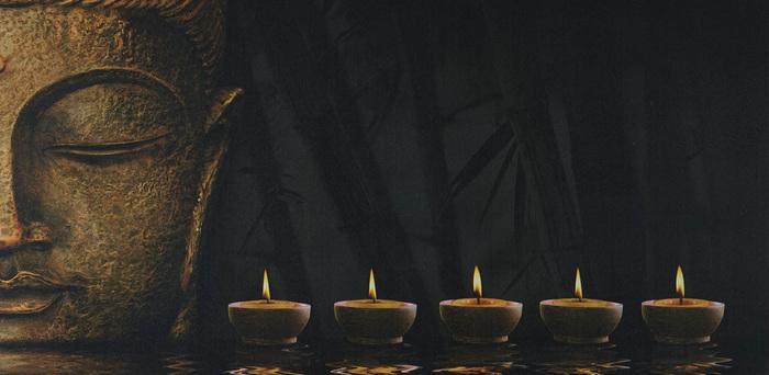 Produktbild Swisshandel24 LED-Bild, Leinwandbild Leuchtbild Wandbild, Timer - 110x55cm Buddha, flackernd (110 x 55 cm)