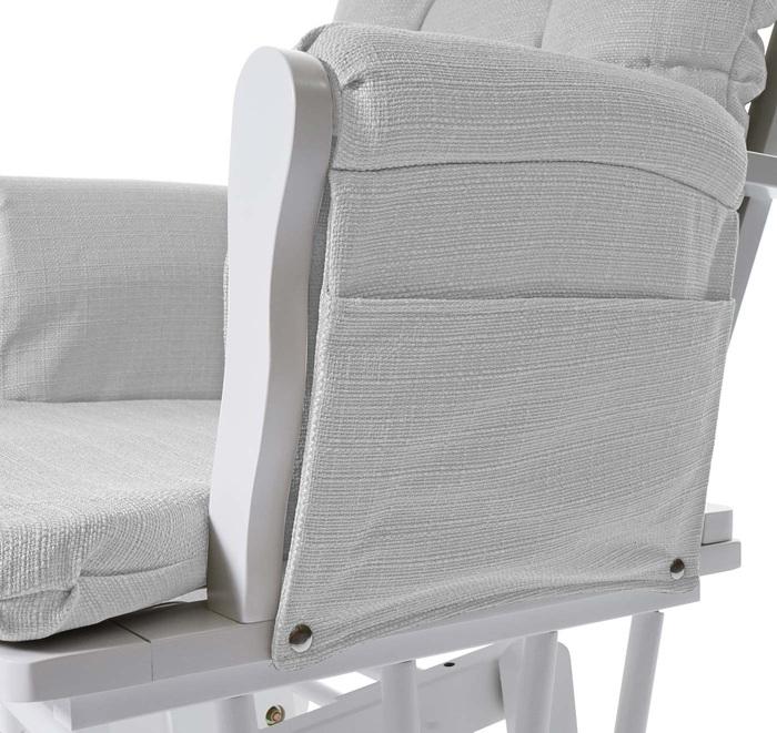 Immagine prodotto Swisshandel24 Poltrona relax, poltrona a dondolo con sgabello, tessuto/tessuto - grigio chiaro, struttura bianca