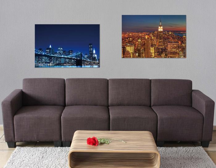 Immagine prodotto Swisshandel24 2x Quadro LED su tela luminoso da parete 60x40cm, timer - Skyline New York (60 x 40 cm)