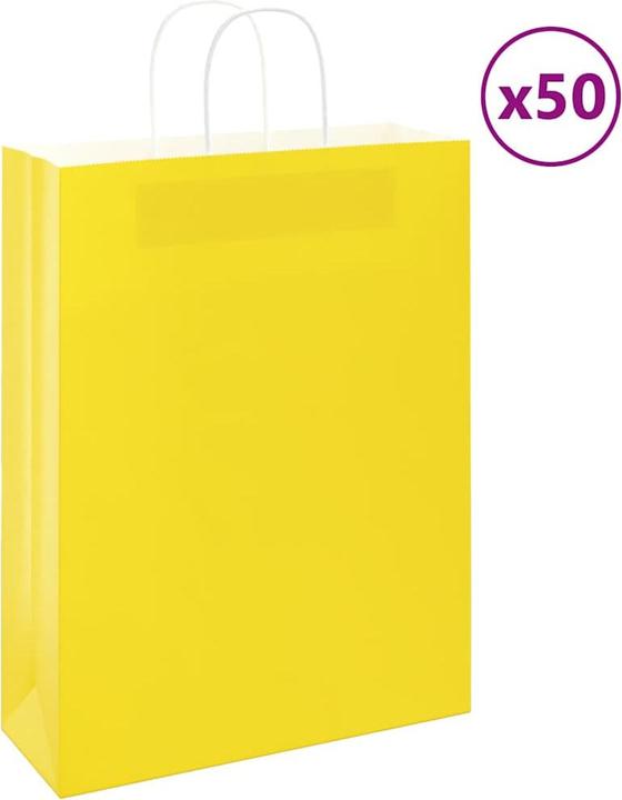 Produktbild VidaXL Kraftpapiertüten 50 Stk. mit Henkel Gelb 32x12x42 cm Papiertüte (Geschenktüte, 50 x)