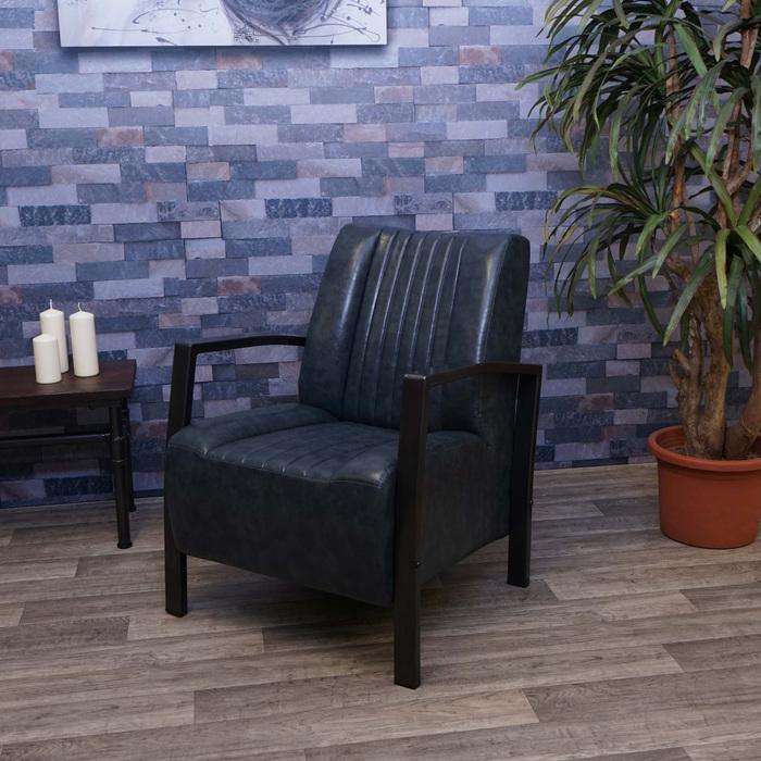 Immagine prodotto Swisshandel24 Poltrona, poltrona lounge imbottita reclinabile, design industriale in metallo - grigio vintage