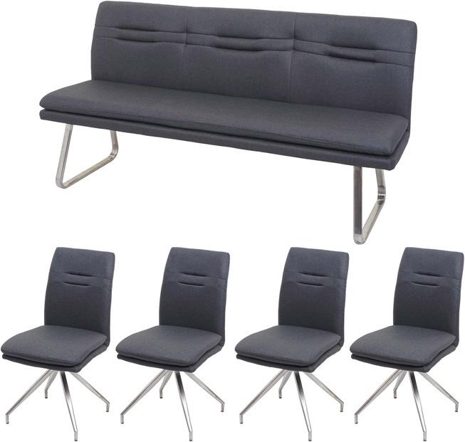 Immagine prodotto Swisshandel24 Set sala da pranzo HWC-H70, set sala da pranzo, tessuto/tessuto acciaio inox spazzolato