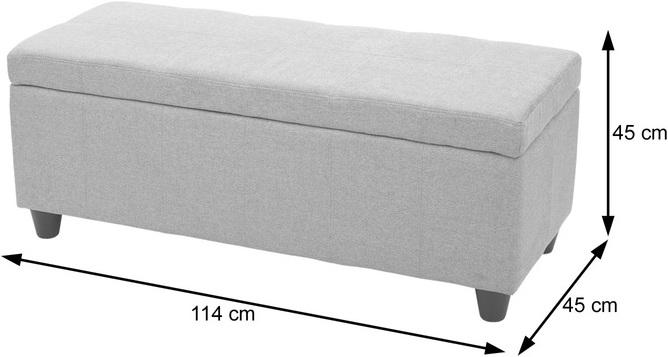 Image du produit Swisshandel24 Coffre de rangement Kriens, banquette banc, similicuir, 45x114x45cm gris mat (114 cm)