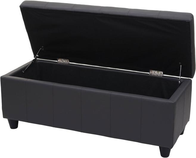 Image du produit Swisshandel24 Coffre de rangement Kriens, banquette banc, similicuir, 45x114x45cm gris mat (114 cm)