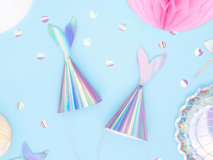 Actual product image Partydeco Party hats mermaid iridescent, 18 x 8 cm, 6 pieces
