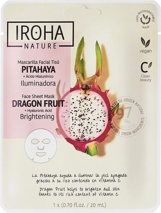 Image du produit Iroha Nature Nature Brightening Face Sheet Mask Dragon Fruit + Hyaluronic Acid Illuminating Mask In A Sheet (20 ml)