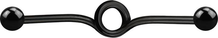 Star Piercing Barbell schwarz Schleife mit zwei Kugeln (ohne Messing, Chirurgenstahl 316L)