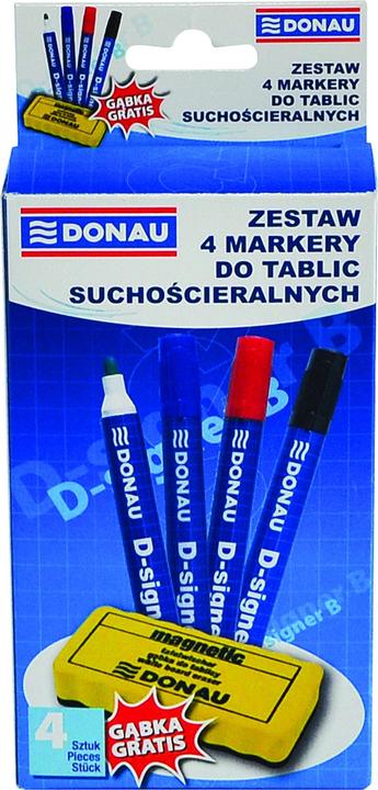 Actual product image Donau whiteboard marker set of 4, d-signer b, round, assorted colours, free sponge (Multicoloured)