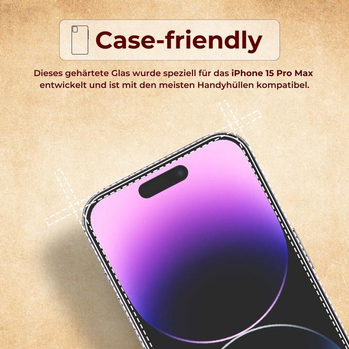 Actual product image Protectorking 3x real tempered 9H armoured glass 3D CLEAR (1 Piece, Apple iPhone 15 Pro Max)