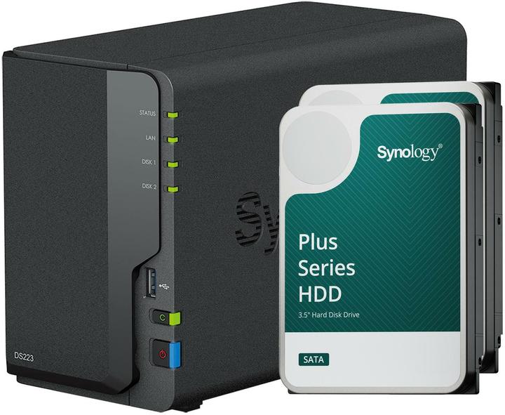 Actual product image Synology DS223 (2 x 16 TB, Synology HAT 33xx)