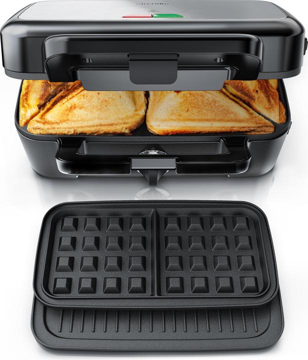 Actual product image Arendo Sandwich maker Waffle iron Contact grill with removable plates - with non-stick coating