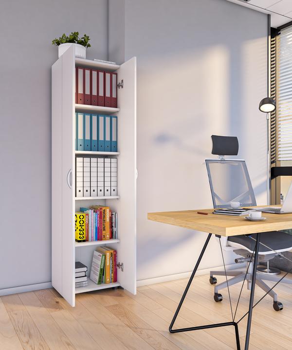 Actual product image VCM Office Cabinet Books Folders Filing Cabinet Office Furniture Cabinet Ulas 5-Fold Hinged Doors (49 x 34 x 178 cm)