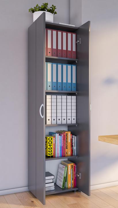 Actual product image VCM Office Cabinet Books Folders Filing Cabinet Office Furniture Cabinet Ulas 5-Fold Hinged Doors (49 x 34 x 178 cm)