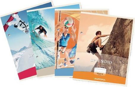 Actual product image Notebook AURORA Splendid Glued DIN A4 Squared Paper Coloured assorted 5 mm (210 x 297 mm, Checked)