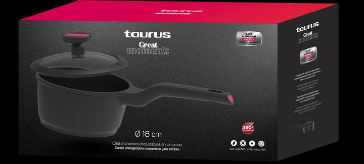 Image du produit Taurus Great Best Moments Casserole 18 cm avec couvercle - KCK3018 (18 cm, Casserole à manche, Fonte)