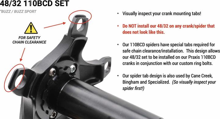 Actual product image Praxis works Buzz Sport Road chainring set, 5-arm, 110 mm bolt circle (48)