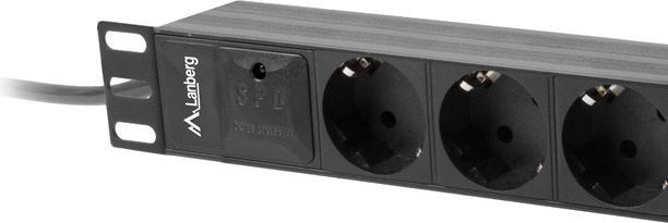 Actual product image Lanberg PDU-03E-0200-BK power distribution unit (PDU) 3 AC outlet(s) 1U Black