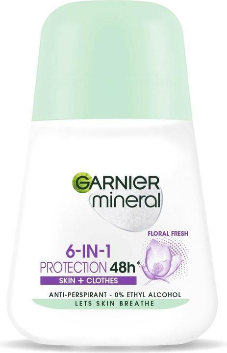 Garnier 6In1 Protection 48H Skin And Clothes Roll-On Antiperspirant Ball Floral Fresh 50Ml (Roll-on, 50 ml)