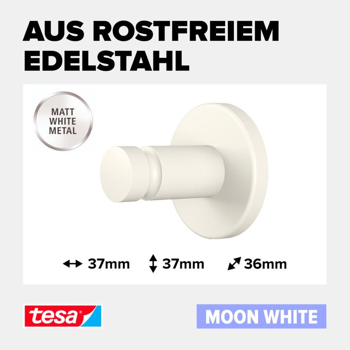 Produktbild tesa MOON WHITE Handtuchhaken inkl. Klebelösung ohne Bohren