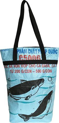 Actual product image Bekos Upcycling - Large shopping bag made from recycled fish food bags light blue
