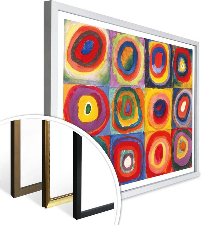 Produktbild Trenddeko Kandinsky - Farbstudie: Quadrate und konzenzentrische Ringe (50 x 40 cm)