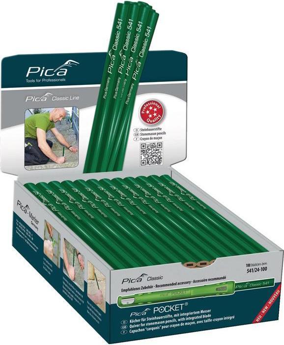 Pica Stone carver's pencil Classic 541 length 30 cm 10H unsharpened (Green, 100 x)