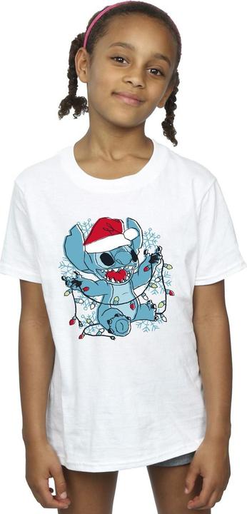 Immagine prodotto Disney Lilo And Stitch Christmas Lights Sketch Maglietta Ragazze (140, 146)