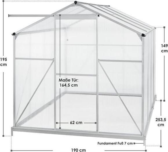 Actual product image Juskys Greenhouse with skylight and foundation