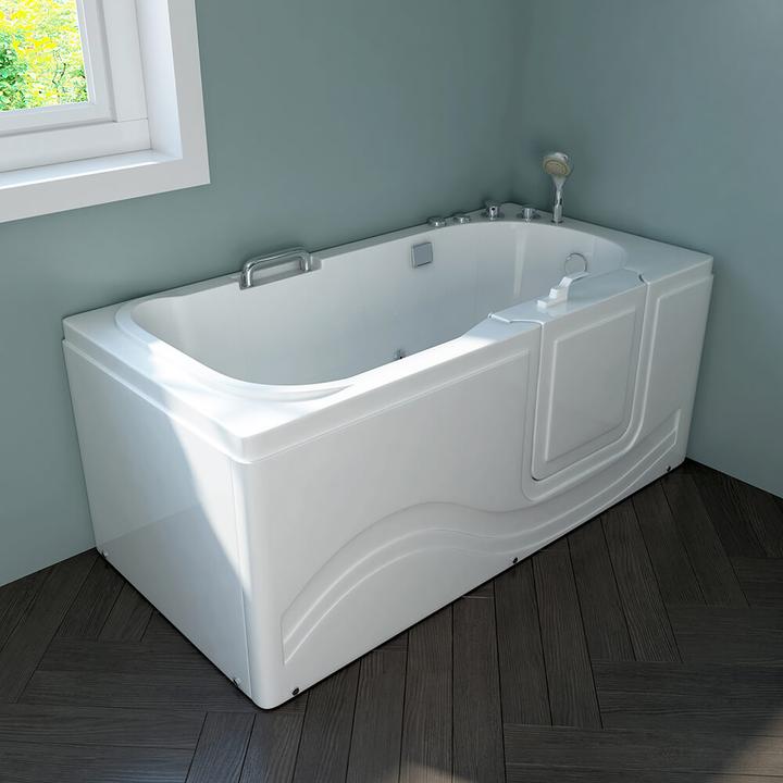 Image du produit Home Deluxe Baignoire pour personnes âgées avec buses de massage porte et poignée AUTARK M (droite) - (76 cm, 153 cm)