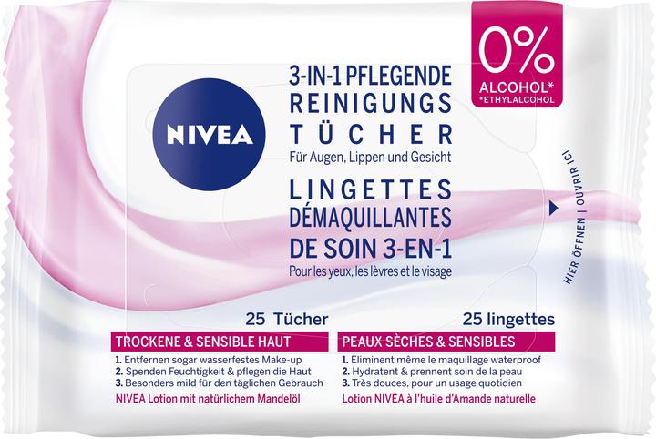 NIVEA Salviette nutrienti 3in1 (Panni pulizia, 25 ml)
