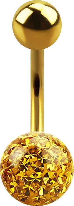 Star Piercing Banane vergoldet mit Kugel und Kristall Kugel topaz Epoxy Schutzschicht (ohne Messing, Titan G23)