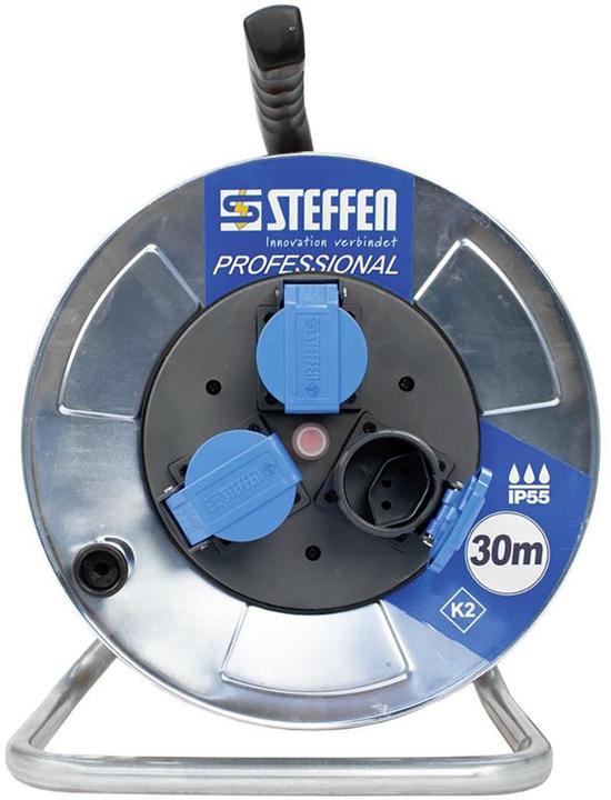 Immagine prodotto Steffen Avvolgicavo in metallo PROFESSIONAL zincato 3xT13 IP55 EPR-PUR 3x1,5mm2 30m (30 m, 1.50 mm².)