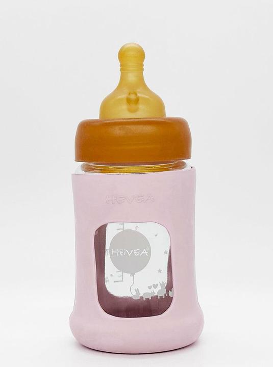 Image du produit Hevea Biberon en verre à large col en caoutchouc (150 ml) / Powder Pink (150 ml)