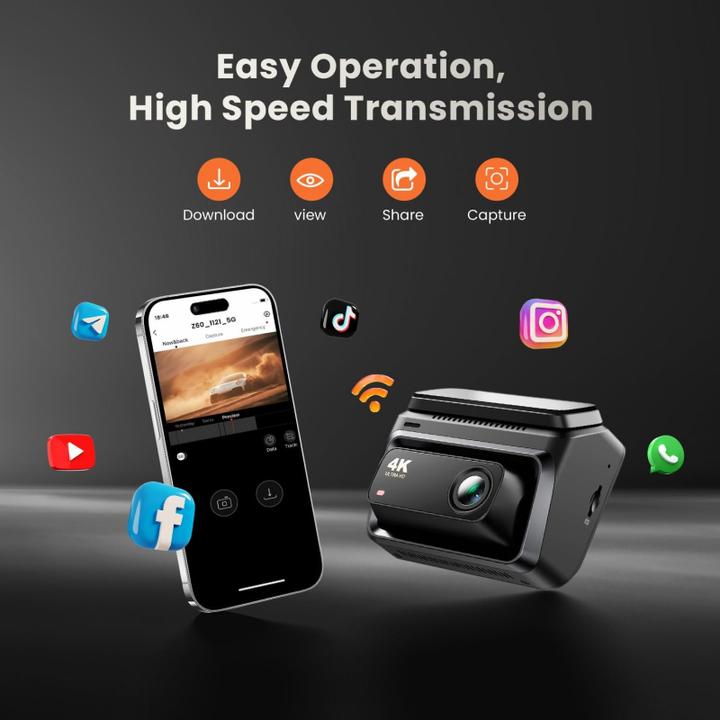 Produktbild DDpai Dash + Rear Camera Z60 (Eingebautes Display, Nachtsicht, WLAN, 4K)