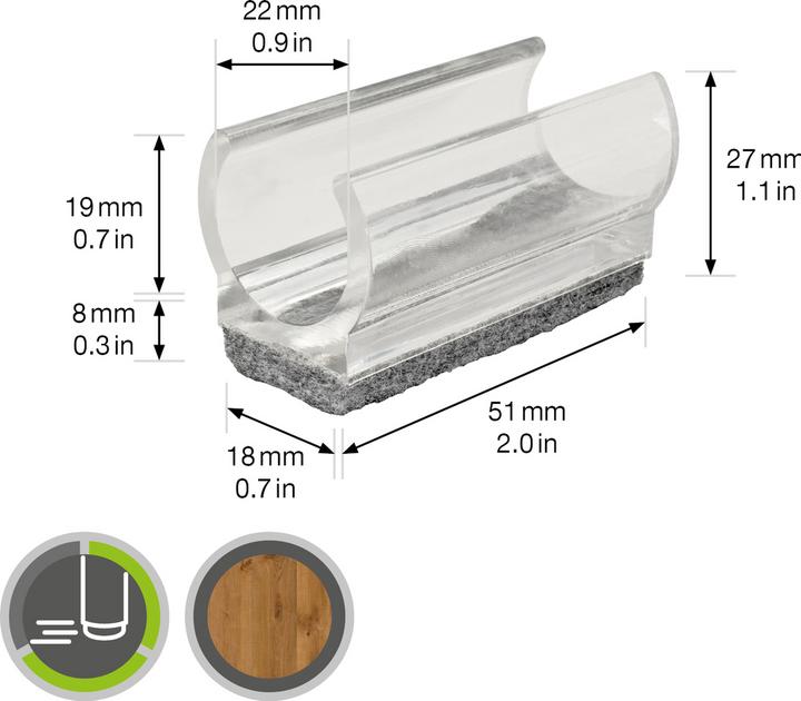 Actual product image Wagner System Klemmschalengleiter (Felt gliders, 4 Piece)