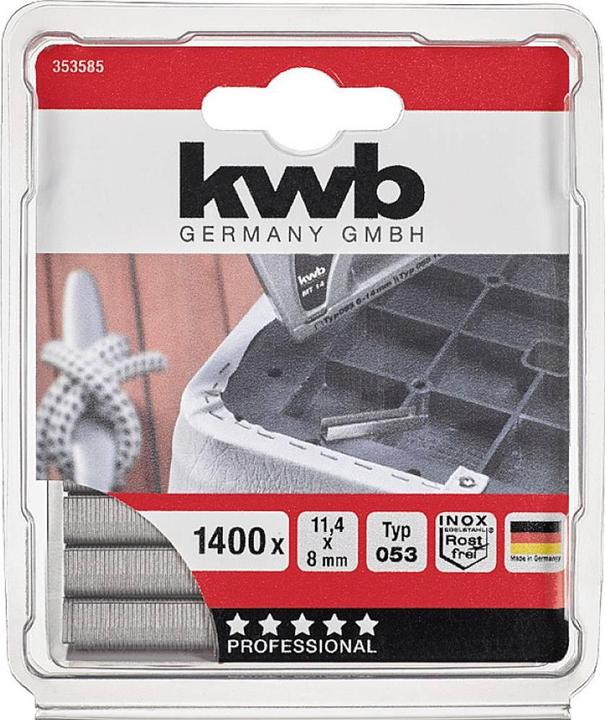 Image du produit kwb Agrafes 11,4 x 8 mm fil fin acier inoxydable 1400 pièces