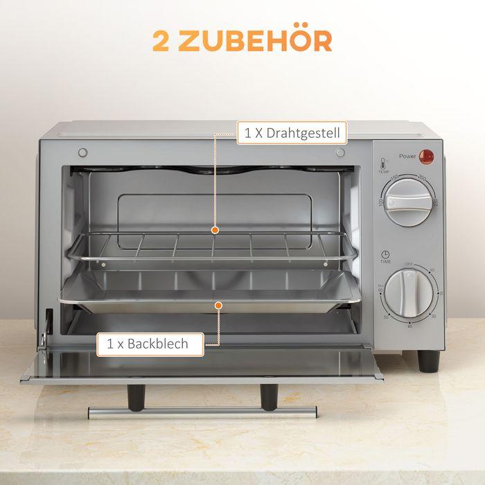 Image du produit Swisshandel24 Minibackofen 9L Mini Ofen mit Backblech, Grillrost, 100 °C-230 °C Edelstahl, silber
