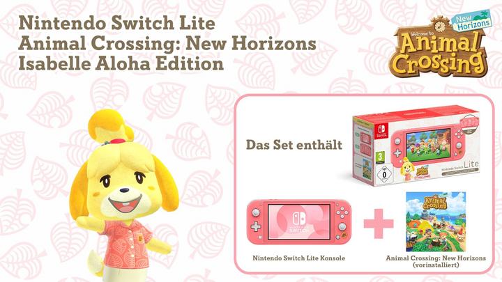 Actual product image Nintendo Switch Lite Animal Crossing: New Horizons Isabelle Aloha Edition